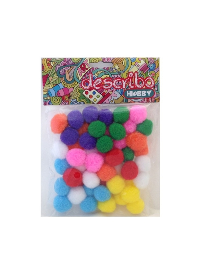 Picture of POMPONS DIFFERENT COLORS 50 PIECES SIZE 25 MM DESCRIBO