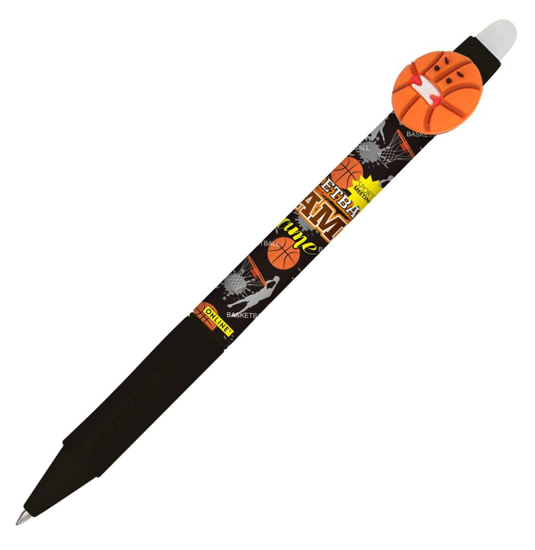 Picture of PEN GEL WITH BUTTON MAGIXX FUN SPORTS BASKETBALL FLAME WITH BLUE ERASABLE INK ONLINE