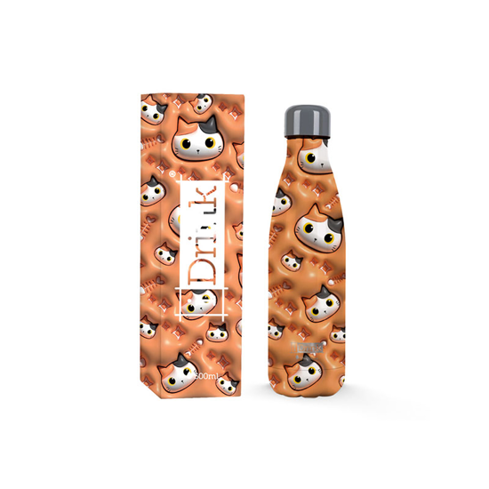 Picture of CANTEEN I DRINK ID0452 THERM BOTTLE 500ML 3D ORANGE CAT