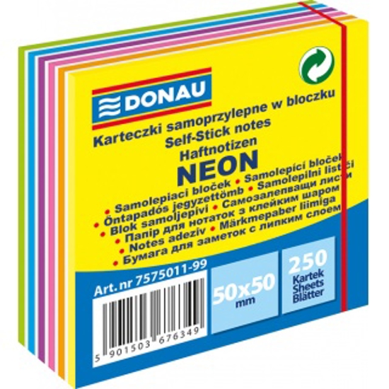 Picture of ADHESIVE PAPERS CUBE 50Χ50mm 250 SHEETS DONAU NEON - PASTEL MIX