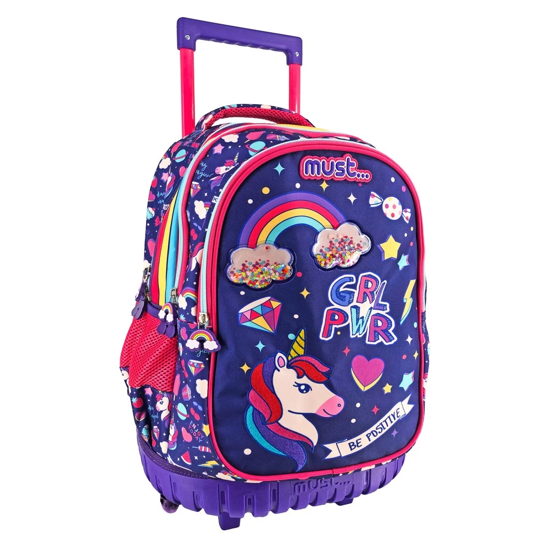 Picture of School Backpack Trolley Primary School Unicorn Be Positive Must 3 Cases