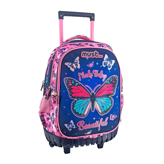 Picture of School Backpack Trolley Primary School Butterflies Make Today Beautiful Must 3 Cases