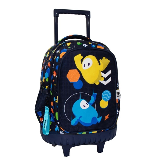 Picture of SCHOOL BAG TROLLEY PRIMARY SCHOOL FALL GUYS BLUE AND YELLOW MUST 3 CASES