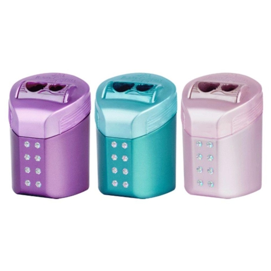 Picture of SHARPENER BARELL FABER ROLL-ON SPARKLE  COSMIC 3 METALLICS COLORS TURQUOISE/PURPLE/PINK