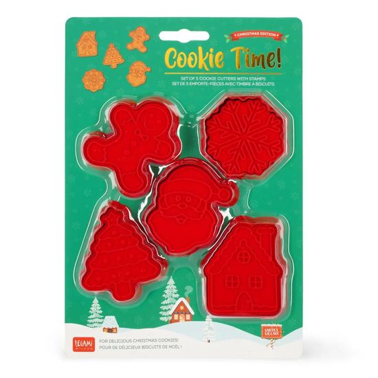 Εικόνα της Set of 5 Cookie Cutters with Stamps Christmas - Cookie Time! Legami